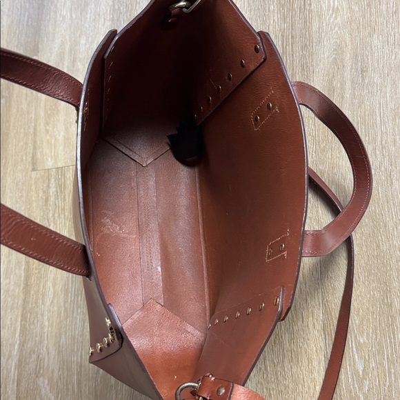 Sandro Paris Abby Cabas Studded Leather Brown Tote Crossbody Bag - Picture 12 of 16